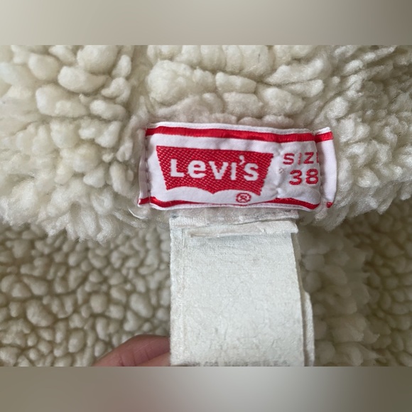 Vintage 70s 80s Levi’s Sherpa Lined Denim Jacket light wash orange tag - Picture 5 of 14